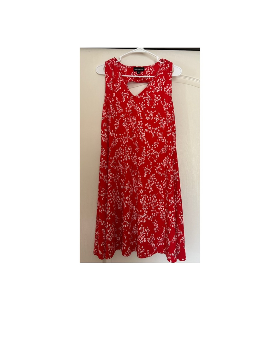 Red Floral V-Neck Women's Dress
